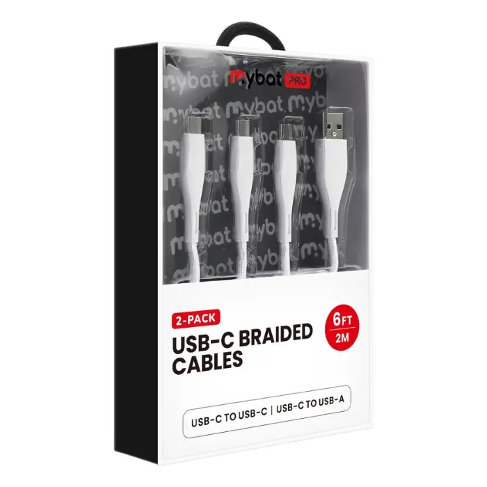 Cable de Carga MyBat Pro USB-A a USB-CUSB-C a USB-C 2-Pack Blanco RCBCACCMO002 (2).webp