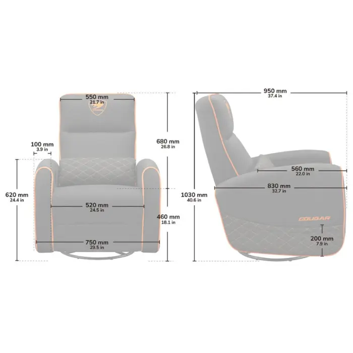 Sillón Gamer Cougar Fidom Reclinable NegroNaranja 3MFDFORB.0001 (7).webp