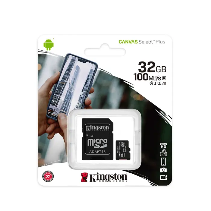 Tarjeta de Memoria Kingston Canvas Select Plus MicroSD 32GB A1 Clase 10 SDCS2/32GB