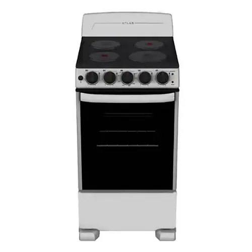 Cocina Eléctrica Atlas 20" 4 Quemadores Plateado/Negro EAE5020BSS0