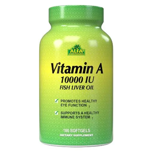 Suplemento Nutricional Alfa Vitamins Vitamin A 10000IU Fish Liver Oil 100 Cápsulas Blandas 40-A