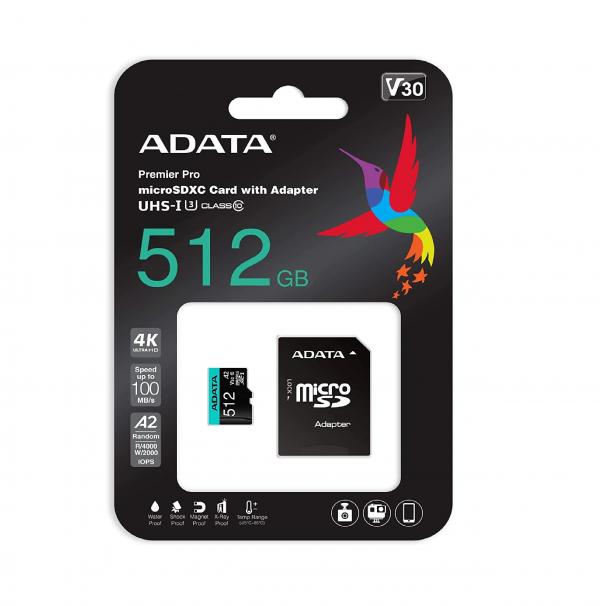 Memoria Micro SD Adata 512GB 4K V30 AUSDX512GUI3V30SA2-RA1
