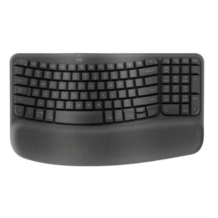 Teclado Mecanico Ergonómico Logitech Wave Keys Inalámbrico con Reposa Muñecas Negro 920-012278