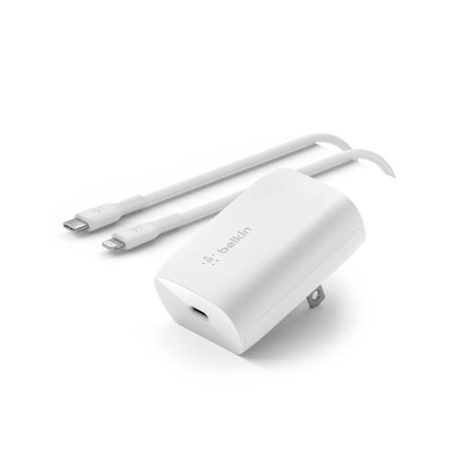 Adaptador de Corriente Belkin USB-C PD 3.0 PPS 30W + Cable USB-C a Lightning Blanco WCA005dq1MWH-B5
