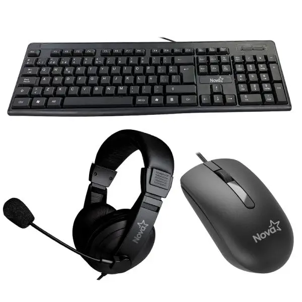 Kit Teclado/Mouse/Headset NOVA USB-A Negro KB5982U0002C