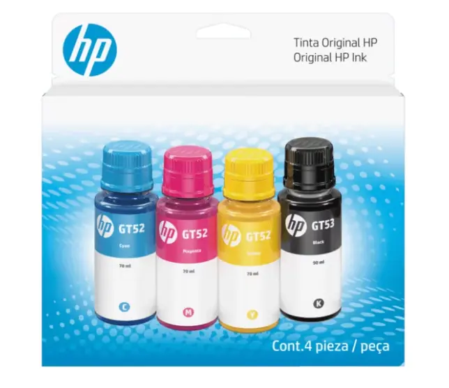 Kit de Botellas de Tinta HP GT53/GT52 4 Unidades 9F3N4AL