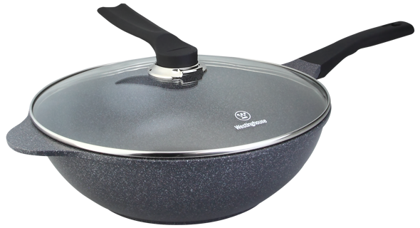 Westinghouse sarten con tapa de vidrio wok marmol negro 32 cm WCCW2008032CMG