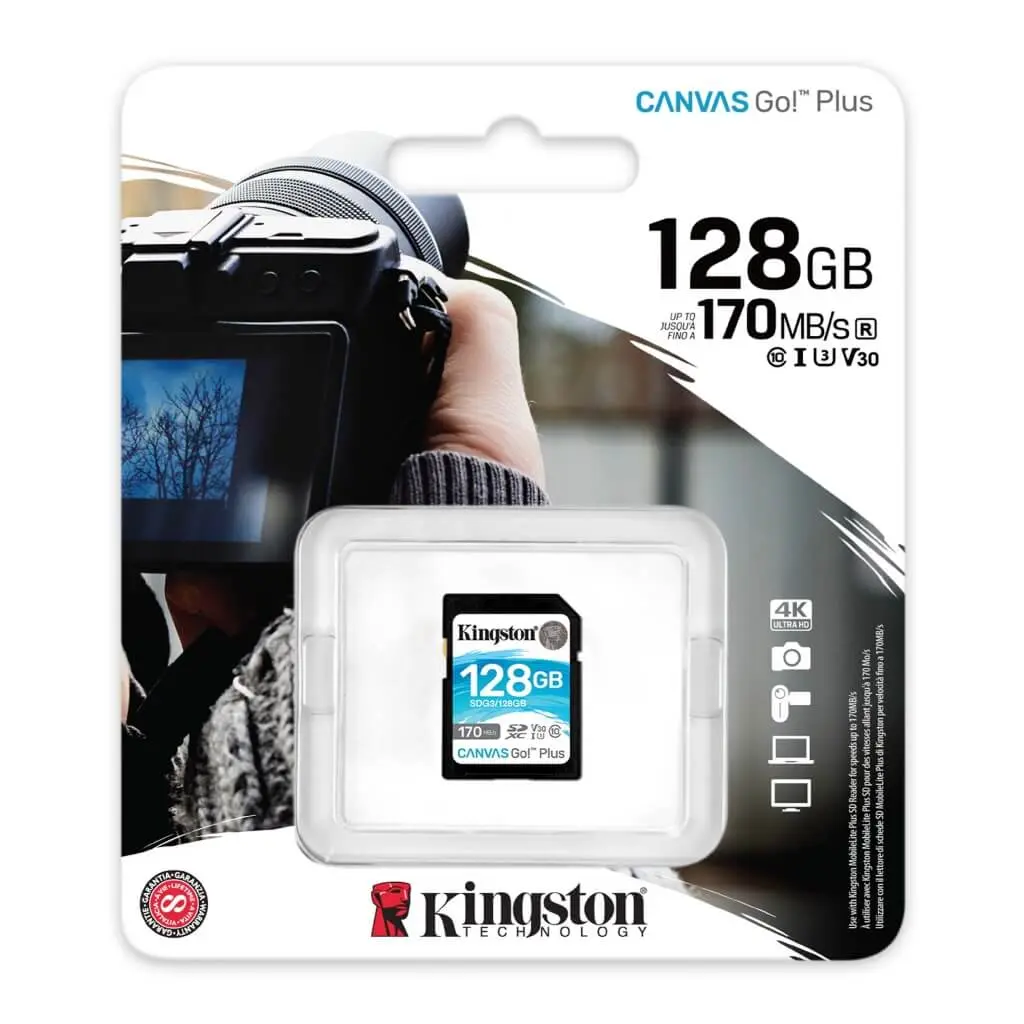 Tarjeta de Memoria Kingston Canvas Go Plus 128GB V30 C10 SDG3/128GB