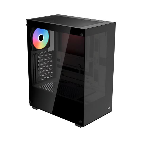 CASE GAMING AEROCOOL PIVOT-G-BK-V2 MEDIA TORRE PANEL DE VIDRIO TEMPLADO EN EL LATERAL Y EL FRENTE 1 VENTILADOR RGB NEGRO ACCM-E