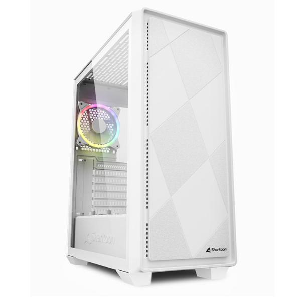 CASE SHARKOON VS8 RGB MEDIA TORRE ATX PANEL LATERAL DE VIDRIO TEMPLADO 3 VENTILADORES FRONTAL Y 1 VENTILADOR POSTERIOR RGB BLANC