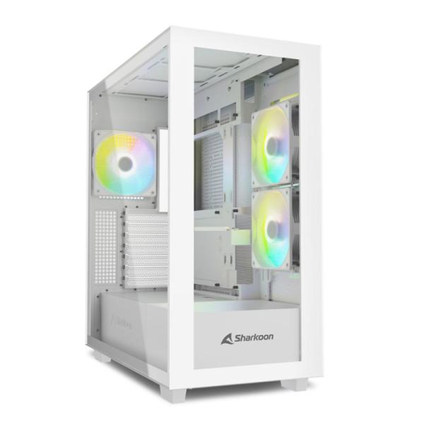 CASE SHARKOON REBEL C60 RGB MEDIA TORRE ATX FRENTE Y PANEL LATERAL DE VIDRIO TEMPLADO 4 VENTILADORES RGB LED BLANCO 404495104004