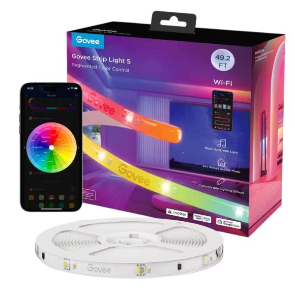 Luces LED Govee H612A Basic Wi-Fi RGBIC + Luces LED Bluetooth Strip con Protector de Recubrimiento 5mts H612AAD110M