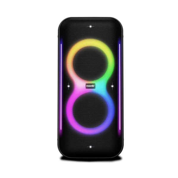 PARLANTE BLUETOOTH MOONKI BOSSA MAX PARTY LUCES LED CONECTIVIDAD PARA GUITARRA,MICROFONO, USB 100W NEGRO MW-PB320