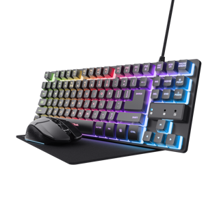 Trust teclado mouse y almohadilla gamer color negro en español - 25227
