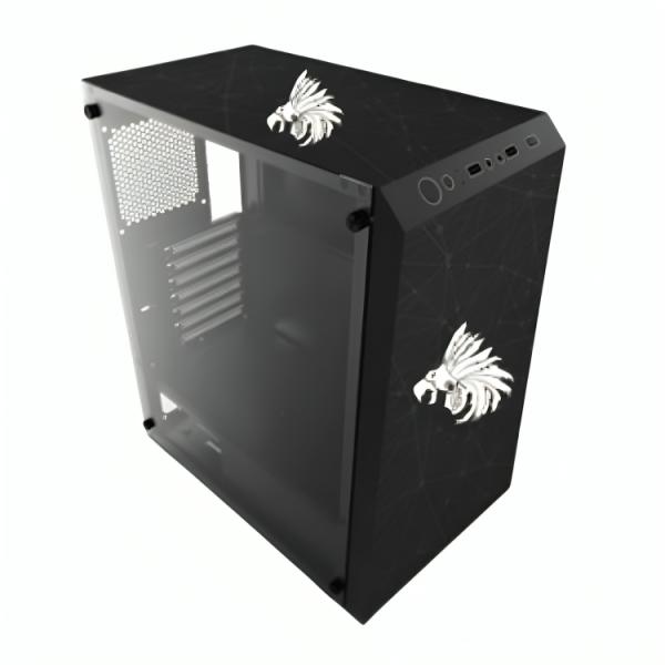CASE GAMING EAGLE WARRIOR ATX PANEL LATERAL IZQUIERDO TEMPERADO U1*2 + U3*1 +3 ARGB FANS FRONT + AUDIO CG01W8RA001C