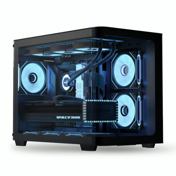 CASE RGB AEROCOOL P300C TORRE PEQUEÑA VIDRIO TEMPLADO 2 ABANICOS LATERALES Y 1 ABANICO TRASERO P300C-G-BK-V1