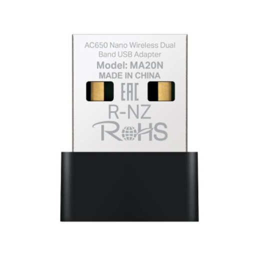 ADAPTADOR DE RED MERCUSYS MA20N(US) DUAL BAND USB 2.0 433 MBPS / 5 GHz