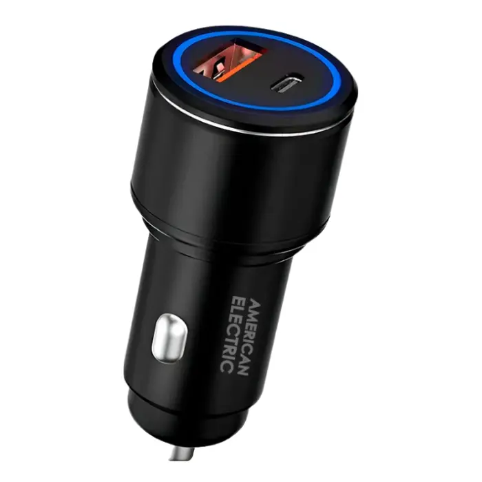 Adaptador de Corriente para Carro American Electric USB-C/USB-A 20W Negro JF-RCD710