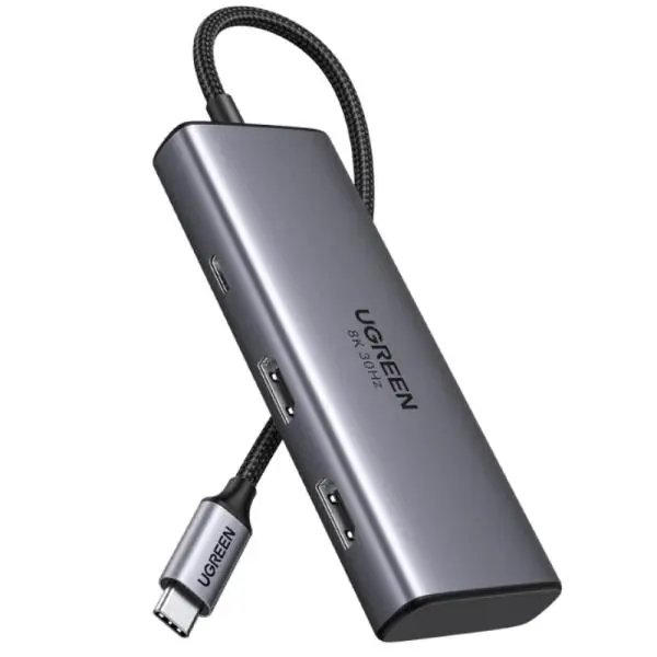 HUB UGREEN CM498 6 EN 1 USB-C 2 PUERTOS HDMI 2 PUERTOS USB-A Y 2 PUERTOS USB-C 4K@60HZ 15852