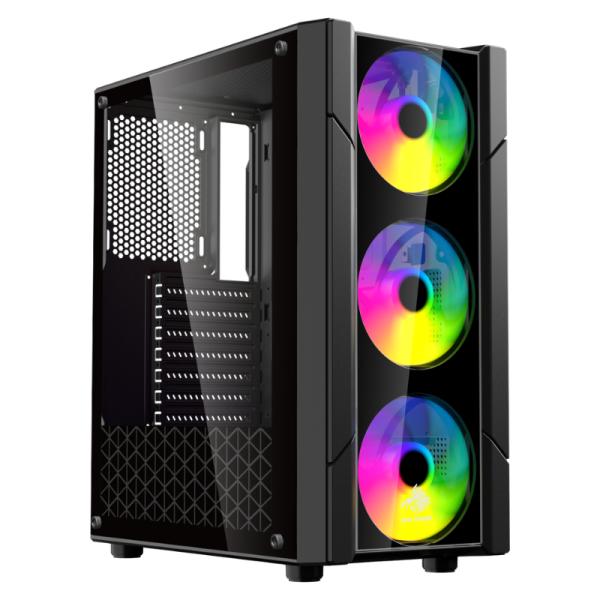CASE EAGLE WARRIOR CG13ALRA001C TORRE MEDIA CON 3 ABANICOS PANEL DE VIDRIO LATERAL