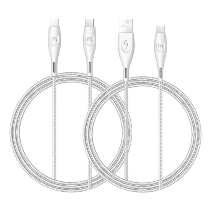 Cable de Carga MyBat Pro USB-A a USB-C/USB-C a USB-C 2-Pack Blanco RCBCACCMO002