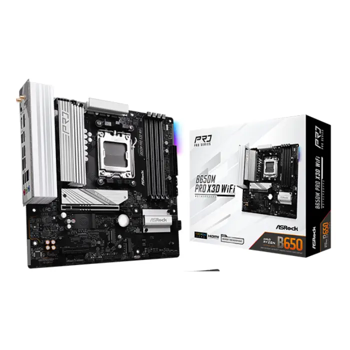 Tarjeta Madre ASROCK B650M Pro X3D Wi-Fi AM5 Micro ATX DDR5 MB-B650MPX3DW