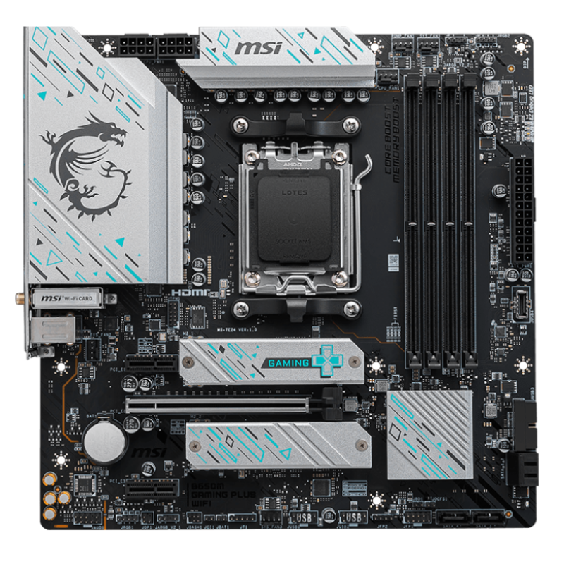 TARJETA MADRE GIGABYTE B650M GAMING PLUS WIFI MICRO ATX DDR5 WIFI 6E / BLUETOOTH