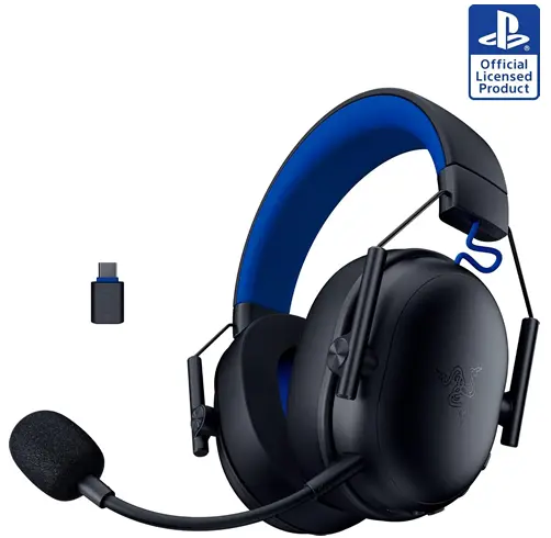 Headset Razer BlackShark V3 X HyperSpeed Inalámbrico USB-C PlayStation Negro/Azul RZ04-05420400-R3UA