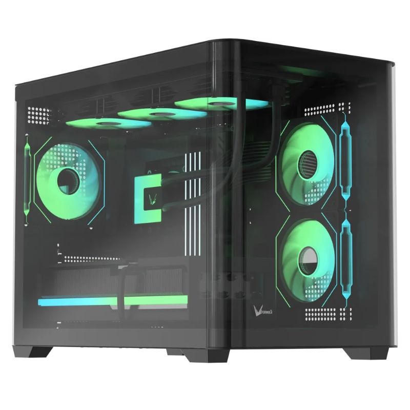 CASE ARGB FORMULA V LINE CRYSTAL U2M FLOE BLACK MINI TOWER VENTILADORES 3 DE 120 MM CON VIDRIO LATERAL Y FRONTAL 4711401663843