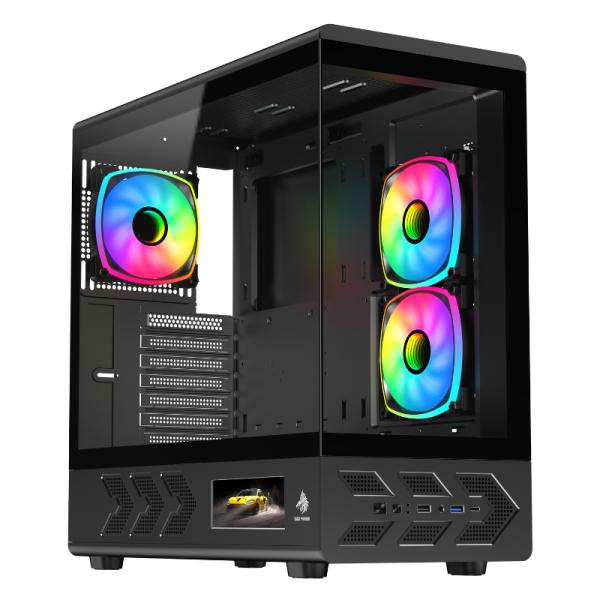 CASE EAGLE WARRIOR CG01J6RA001C MID TOWER SIN VENTILACION INCLUIDA CON VIDRIO TEMPLADO SIN FUENTE CON DE 5"