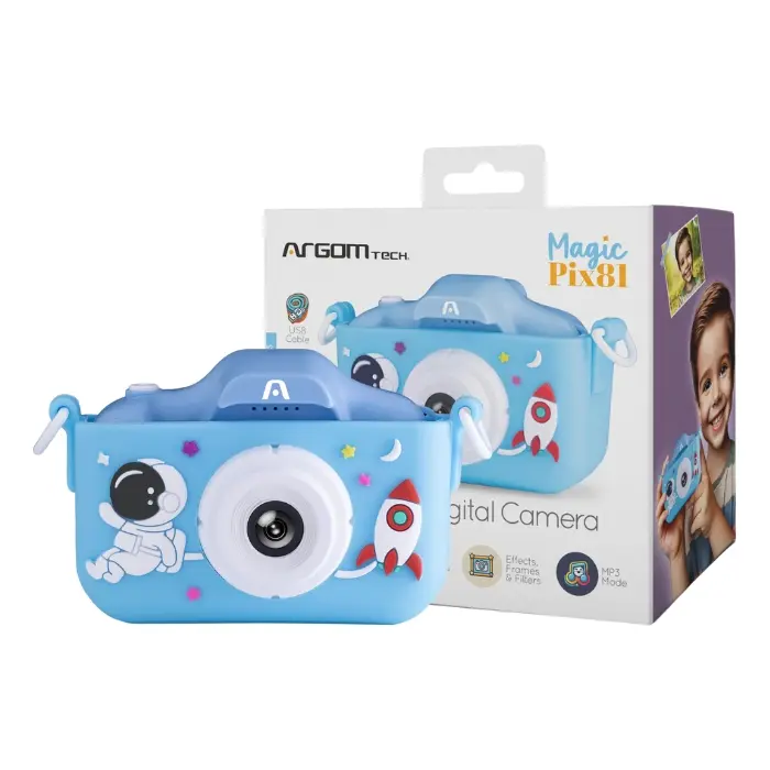 Cámara Digital Argom Magic Pix81 Kids 40MP 32GB USB-C Azul ARG-AC-9181BL