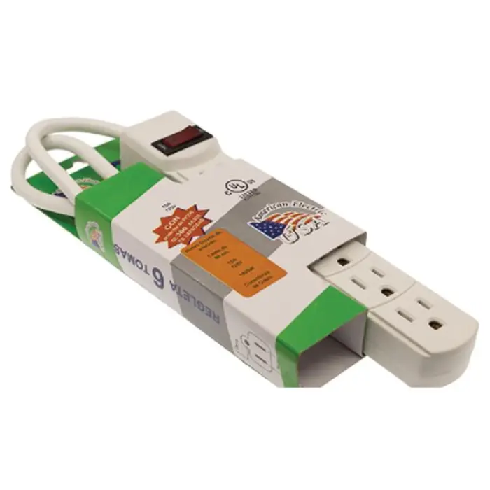 Regleta American Electric 6 tomas con protección de picos UL AK-SJT14/3C-2FT