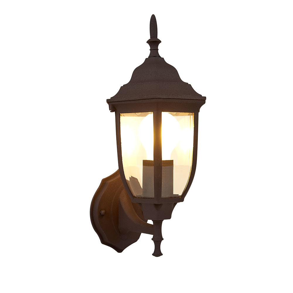 FAROL DE PARED ALUMINIO, CAFÉ. E26