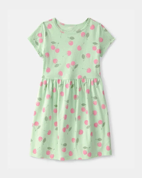 Vestido manga corta estampado cerezas