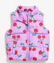 Chaleco acolchado resistente al agua con estampado de cerezas para bebita🍒