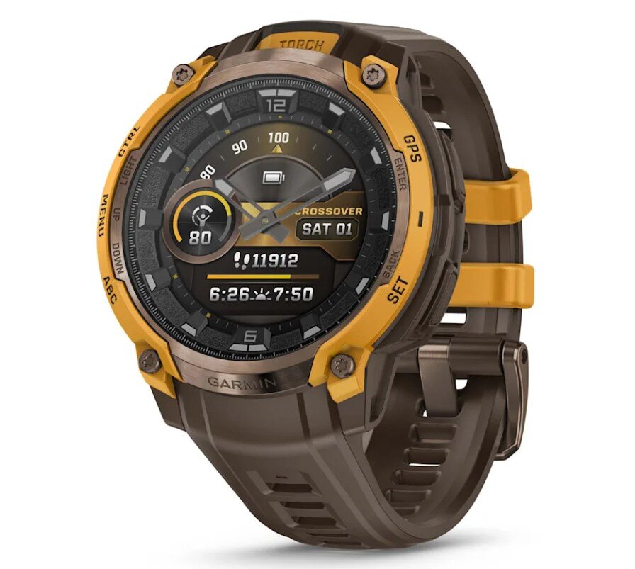 Garmin Instinct Crossover AMOLED Bronce/Naranja, correa silicón cocoa 010-03398-01