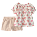 Conjunto short beige con blusa floral