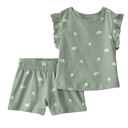 Conjunto short beige con blusa floral para bebé niña