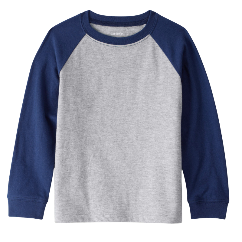 Camiseta manga larga gris con azul para niño