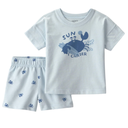 Conjunto 2 piezas cangrejito concamiseta y short azul suave