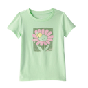 Camiseta verde con flor para niña