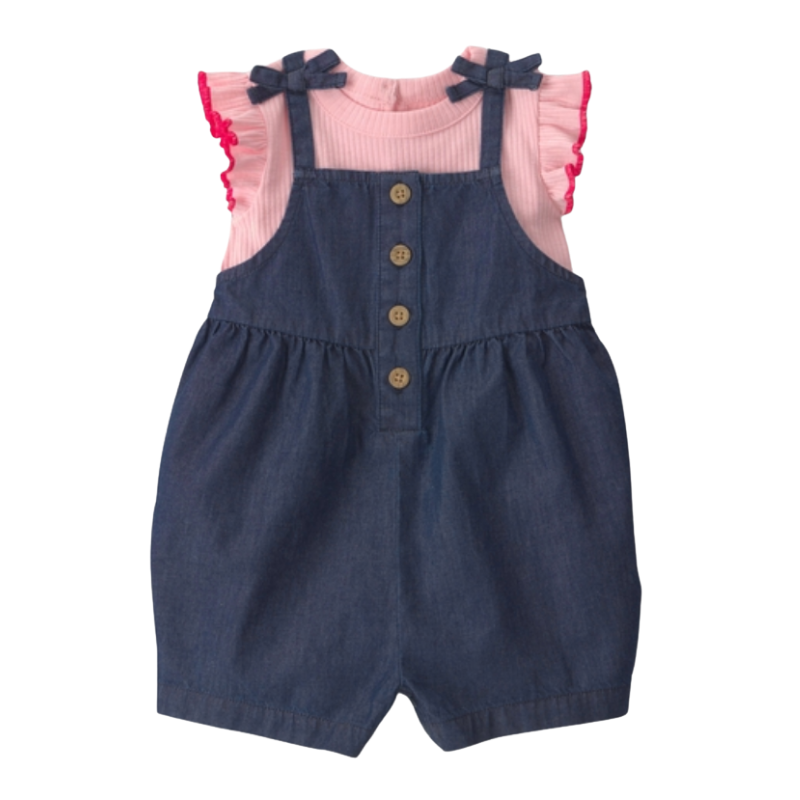 Enterizo con blusa rosada para bebé niña