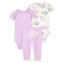 Conjunto bebé niña 3 piezas dinosaurios lila 🦕💜