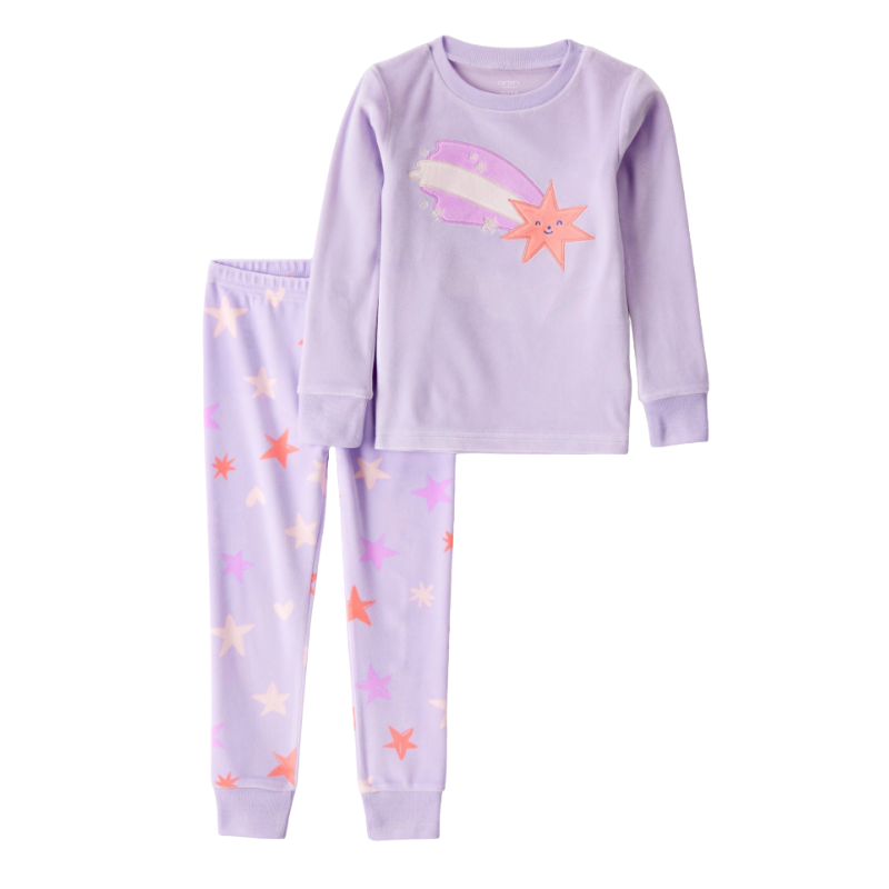 Pijama niña afelpada estrellas lavanda 💜✨