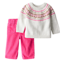 Conjunto bebé niña tejido rosado y crema 💗