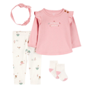 Conjunto bebé niña 4 piezas rosado delicado 🌸
