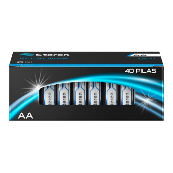 40 PILAS ALCALINAS Steren TIPO AA 1.5V BAT-AA40