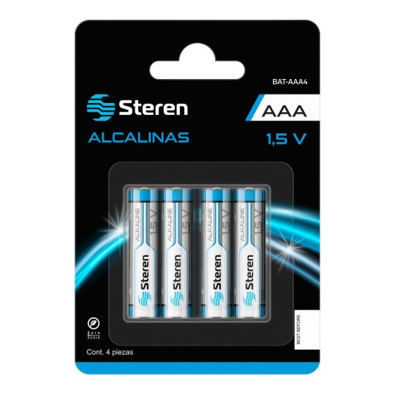5 PILAS ALCALINAS Steren TIPO AAA 1.5V BAT-AAA4