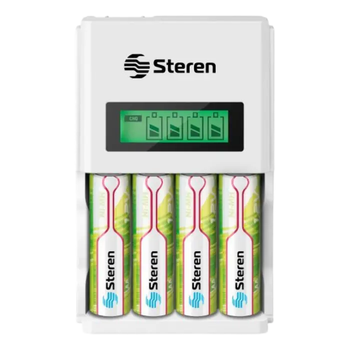 Cargador de Baterías Inteligente Steren AA/AAA Blanco CRG-200
