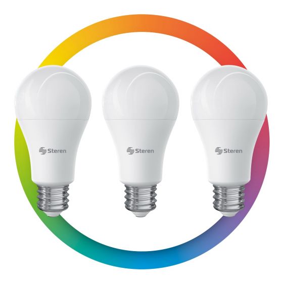 PAQUETE DE 3 FOCOS LED RGB WIFI SHOME-120/3